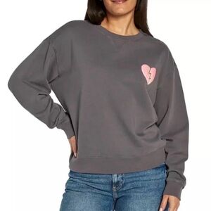 Wildfox I Wish It Was Saturday Gray Sweatshirt Pink Heart 💔 Graphic Size Medium
